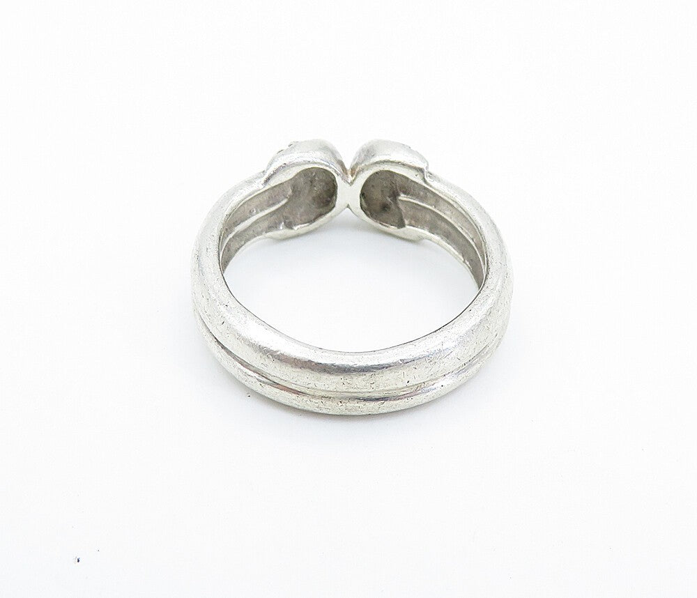 925 Sterling Silver Vintage Etched Detail Ribbed Band Ring Sz 6  RG6260