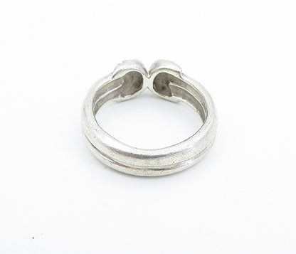 925 Sterling Silver Vintage Etched Detail Ribbed Band Ring Sz 6  RG6260