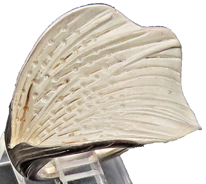 925 Sterling Silver  Vintage Carved Calla Lily Flower Ring Sz 7.25  RG26905