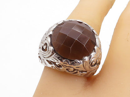 925 Sterling Silver  Vintage Topaz Floral Swirl Vine Cocktail Ring Sz 8 RG5760