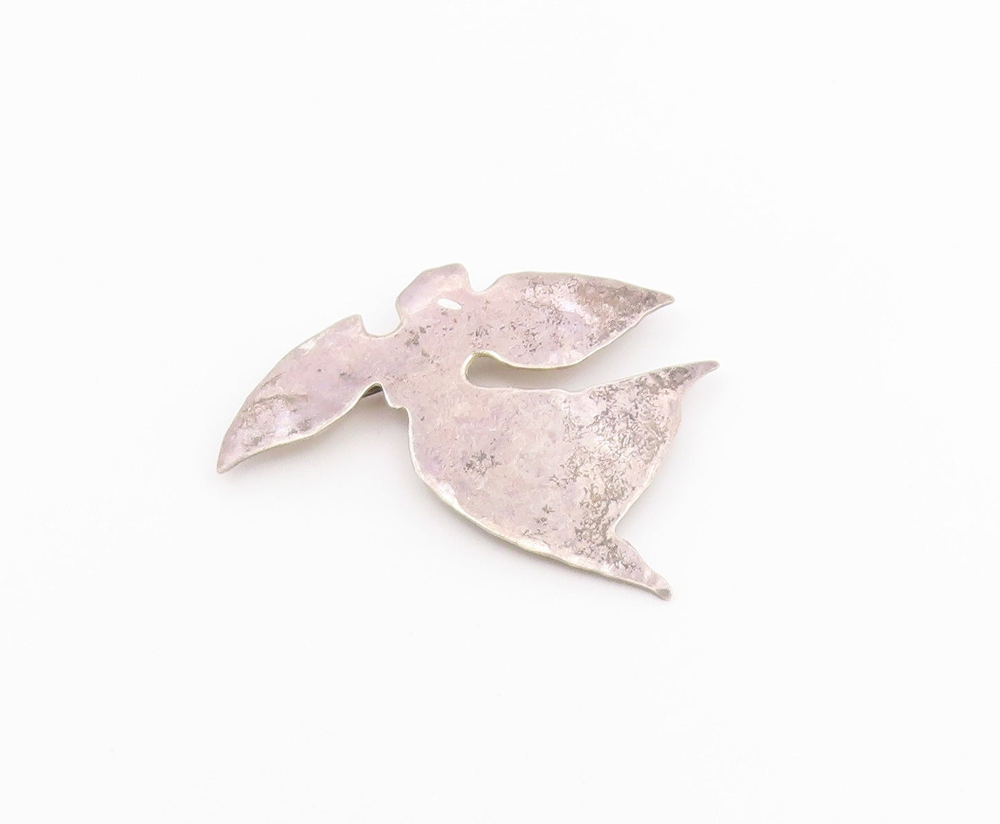 925 Sterling Silver  Vintage Hammered Angel Silhouette Brooch Pin  BP9279