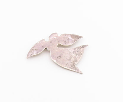 925 Sterling Silver  Vintage Hammered Angel Silhouette Brooch Pin  BP9279