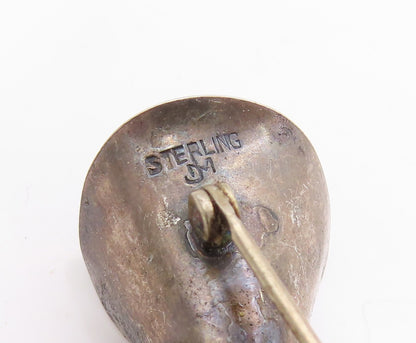 925 Sterling Silver Vintage Brooch Dark Tone Gilded Leaf & Branch Pin  BP11888