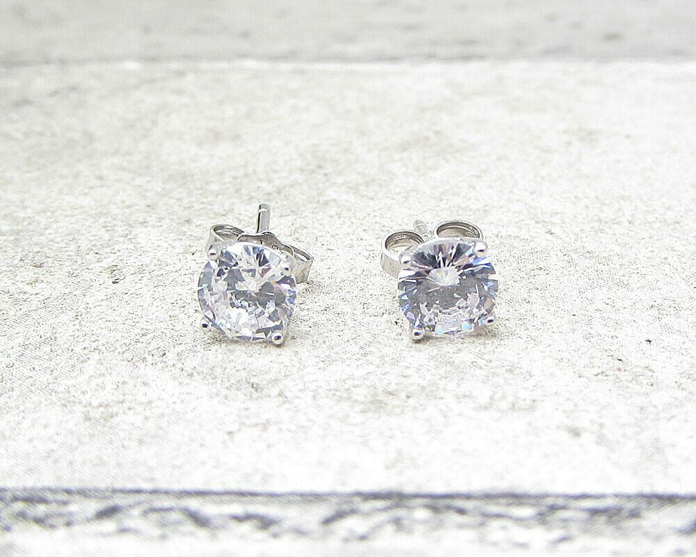 925 Sterling Silver Round Cut White Topaz Stud Earrings  EG1223