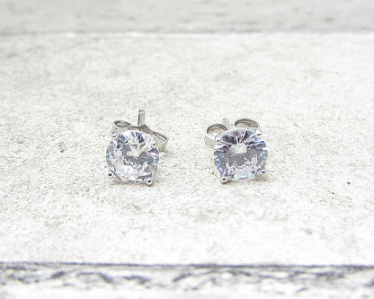 925 Sterling Silver Round Cut White Topaz Stud Earrings  EG1223