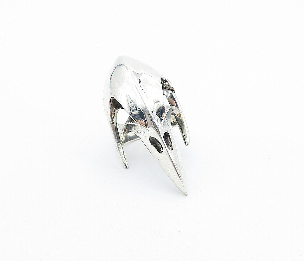 925 Sterling Silver  Vintage Shiny Bird's Head Motif Band Ring Sz 7.5  RG7475
