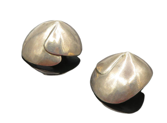 925 Sterling Silver  Vintage Dark Tone Hollow Non Pierce Earrings  EG4633