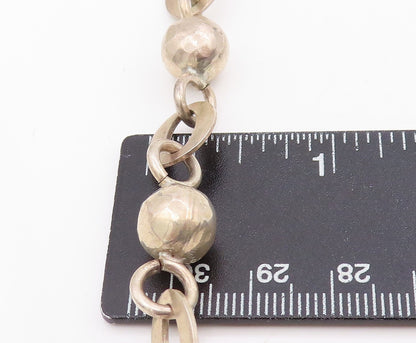925 Sterling Silver Vintage Necklace MEXICO Classic Oval Link & Beads  NE4753