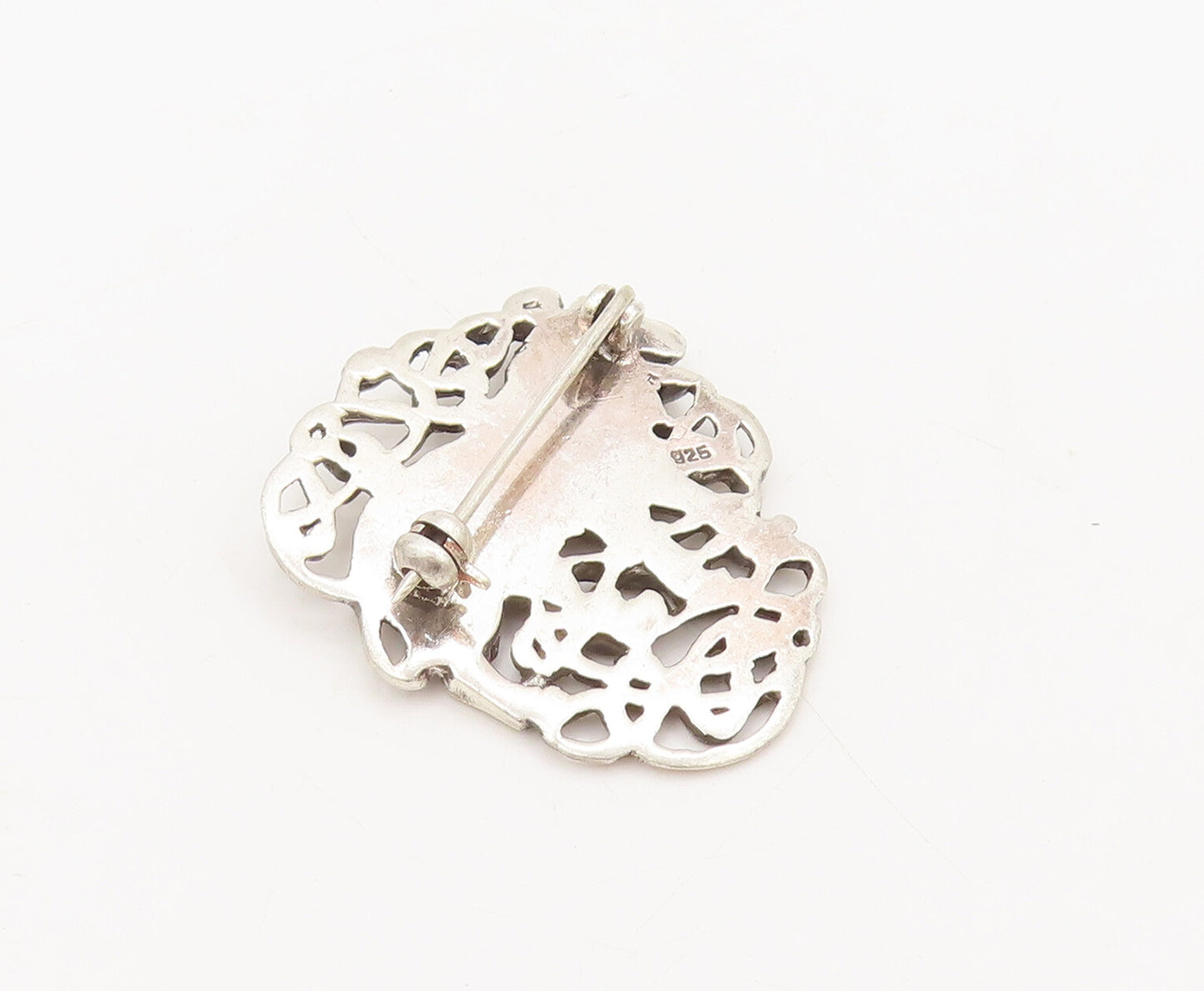 925 Sterling Silver  Vintage Antique Lion Royal Crest Brooch Pin  BP10438