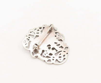 925 Sterling Silver  Vintage Antique Lion Royal Crest Brooch Pin  BP10438