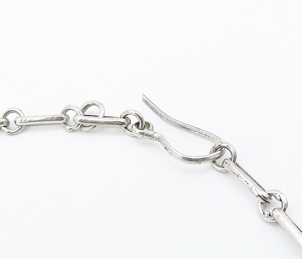 MIDDLE EAST 925 Silver Vintage Hieroglyphics Pattern Chain Necklace NE1271
