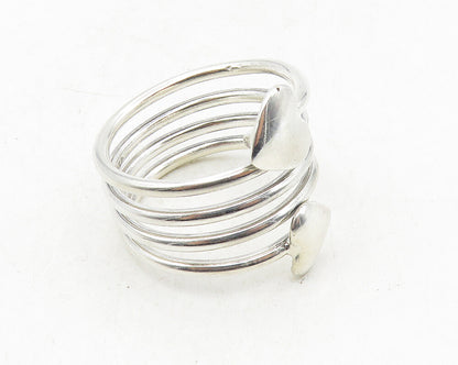 925 Sterling Silver  Shiny Polished Love Heart Bypass Band Ring Sz 10  RG9563