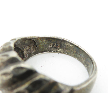925 Sterling Silver  Vintage Oxidized Fluted Dome Petite Band Ring Sz 5 RG5746