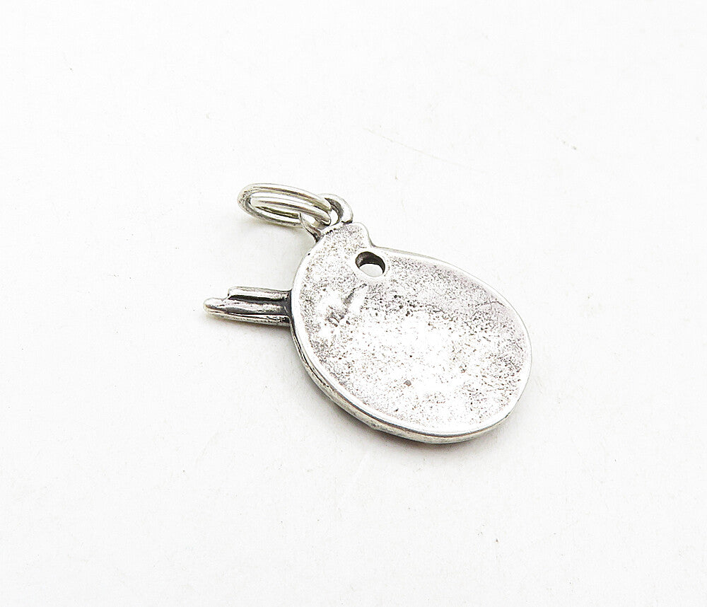 925 Sterling Silver  Vintage Petite Dark Tone Painter's Palette Pendant PT6874