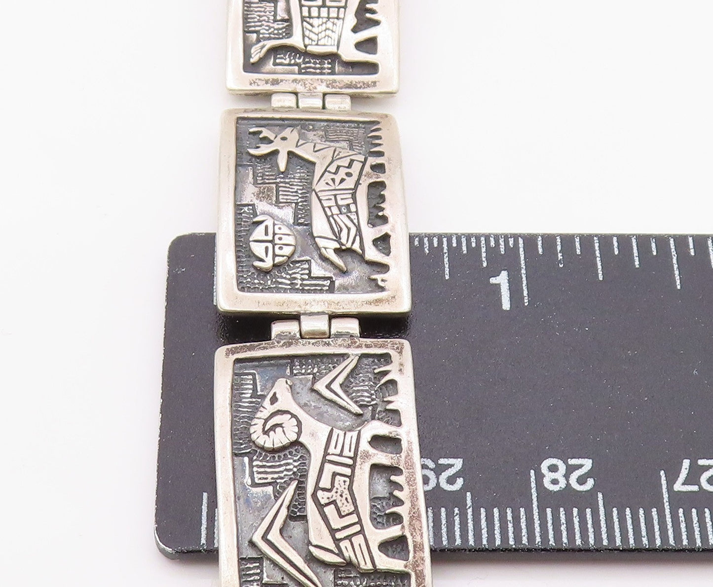 925 Sterling Silver Vintage Bracelet RODERIC TENORIO Storyteller Panel  BT12130