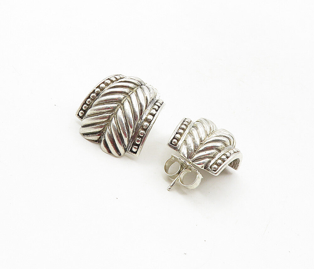 925 Sterling Silver  Vintage Shiny Wheat Design Drop Earrings  EG4617