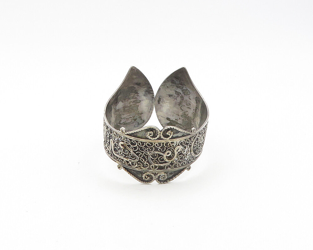 925 Sterling Silver  Vintage Antique Ornate Twist Detail Cuff Bracelet  BT7467