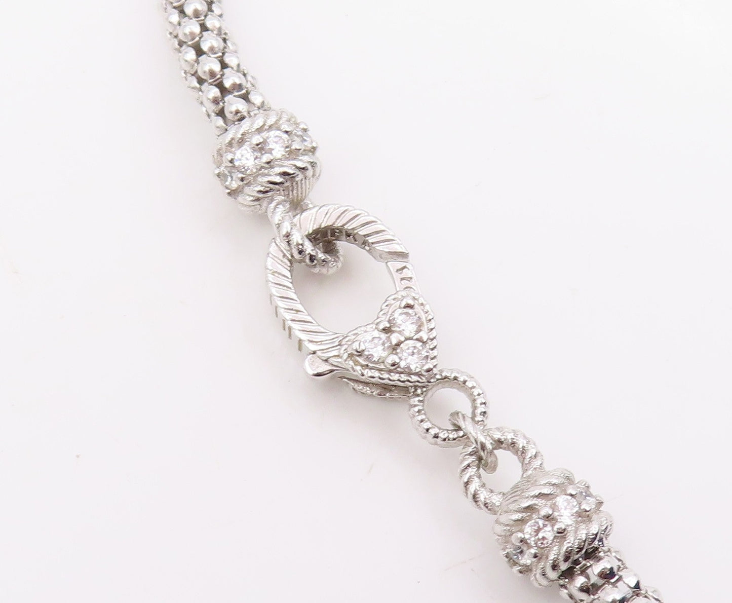 925 Sterling Silver Vintage Necklace JUDITH RIPKA CZ Elegant Tassel Chain NE4857