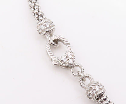 925 Sterling Silver Vintage Necklace JUDITH RIPKA CZ Elegant Tassel Chain NE4857