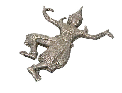SIAM 925 Sterling Silver  Vintage Dark Tone Etched Dancer Brooch Pin  BP4794