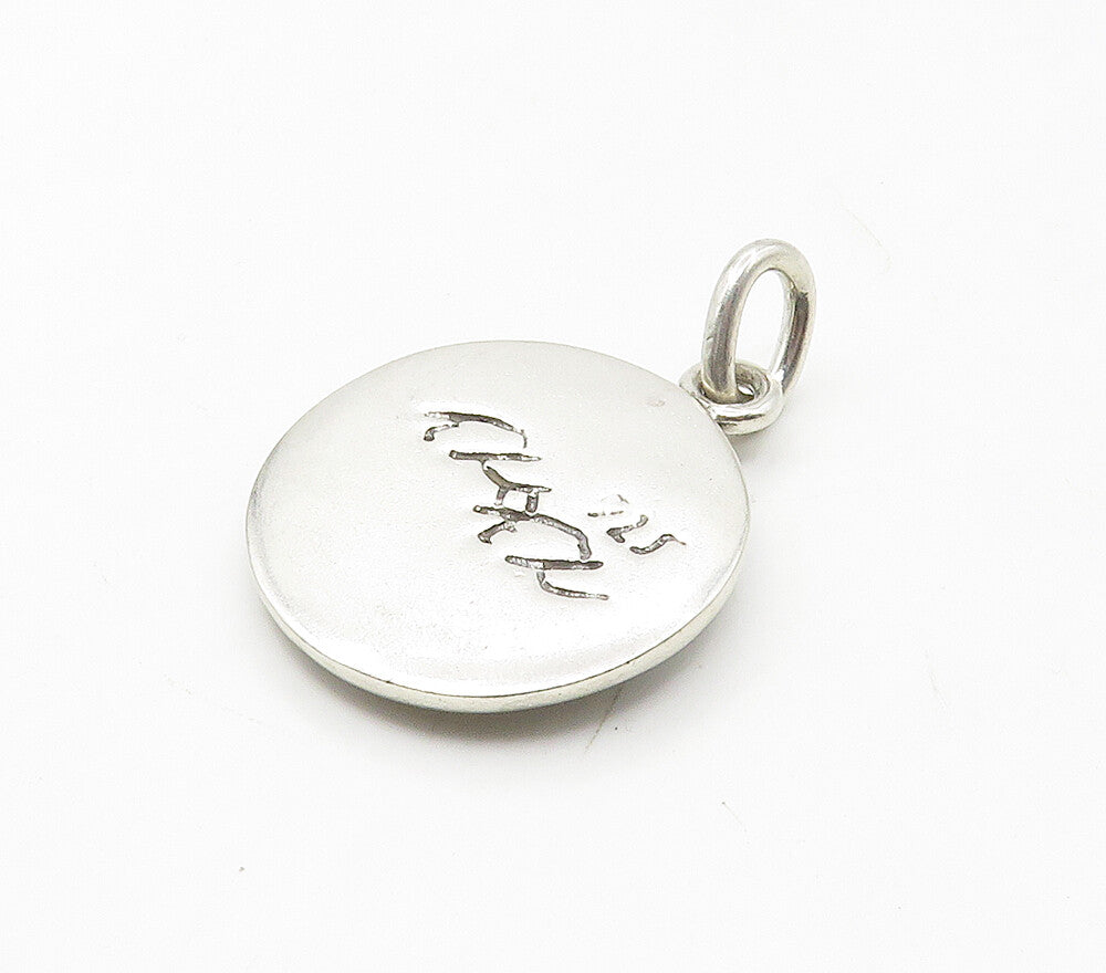DESIGNER 925 Sterling Silver  Vintage Shiny Round Floral Motif Pendant PT13448