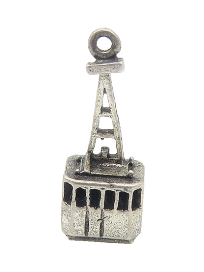 925 Sterling Silver  Vintage Petite Dark Tone Cable Lift Pendant  PT8543