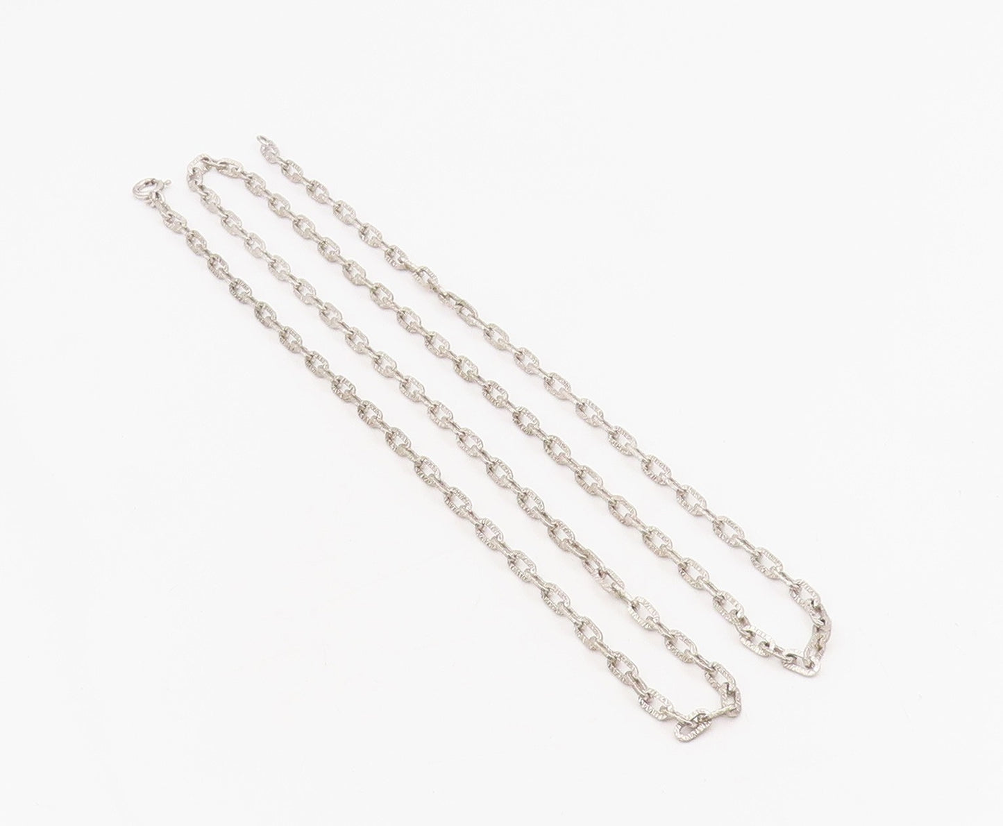 925 Sterling Silver Vintage Necklace Minimalist Hollow Over Link Chain  NE4690