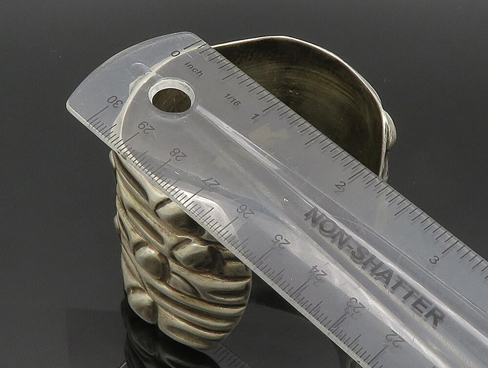 MEXICO 925 Sterling Silver  Vintage Modernist Wide Cuff Bracelet  BT9372
