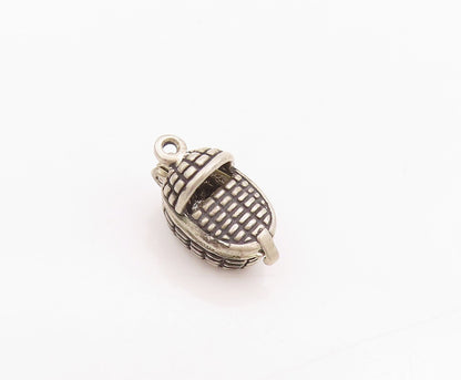 925 Sterling Silver Vintage Pendant Antique Dark Tone Baby Cradle Charm  PT24520