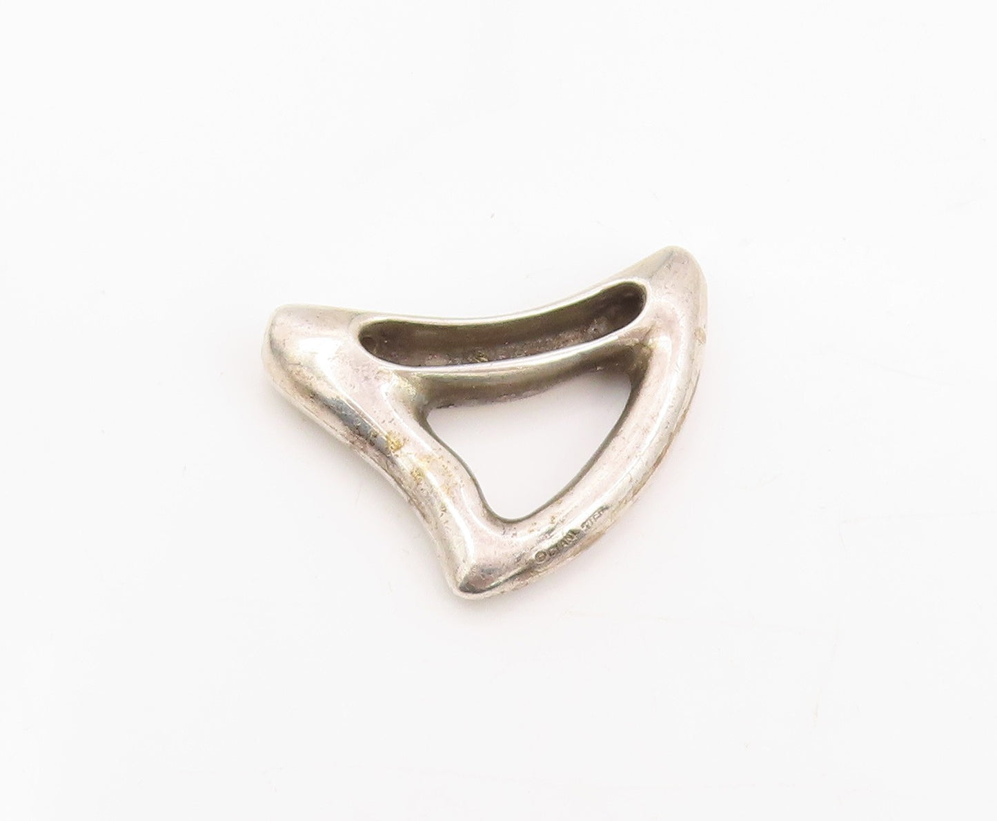 925 Sterling Silver Vintage Pendant CIANI Modernist Sculpted Wave Charm  PT25302
