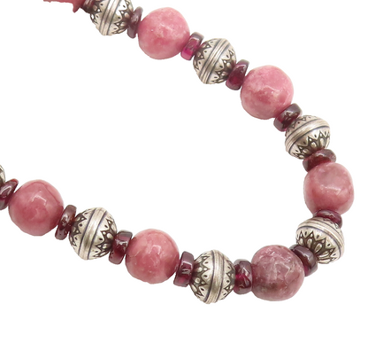 CAROLYN POLLACK 925 Sterling Silver Vintage Beaded Gemstone Necklace  NE4092