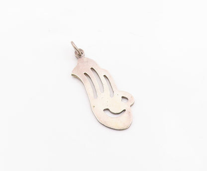 925 Sterling Silver  Vintage Shiny Smooth Cutout Bird Motif Pendant  PT17970