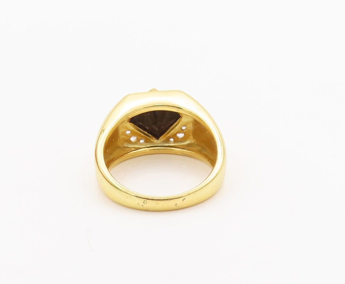 925 Sterling Silver Vintage Ring Gold Plated Square Onyx & CZ  Sz 10  RG28477