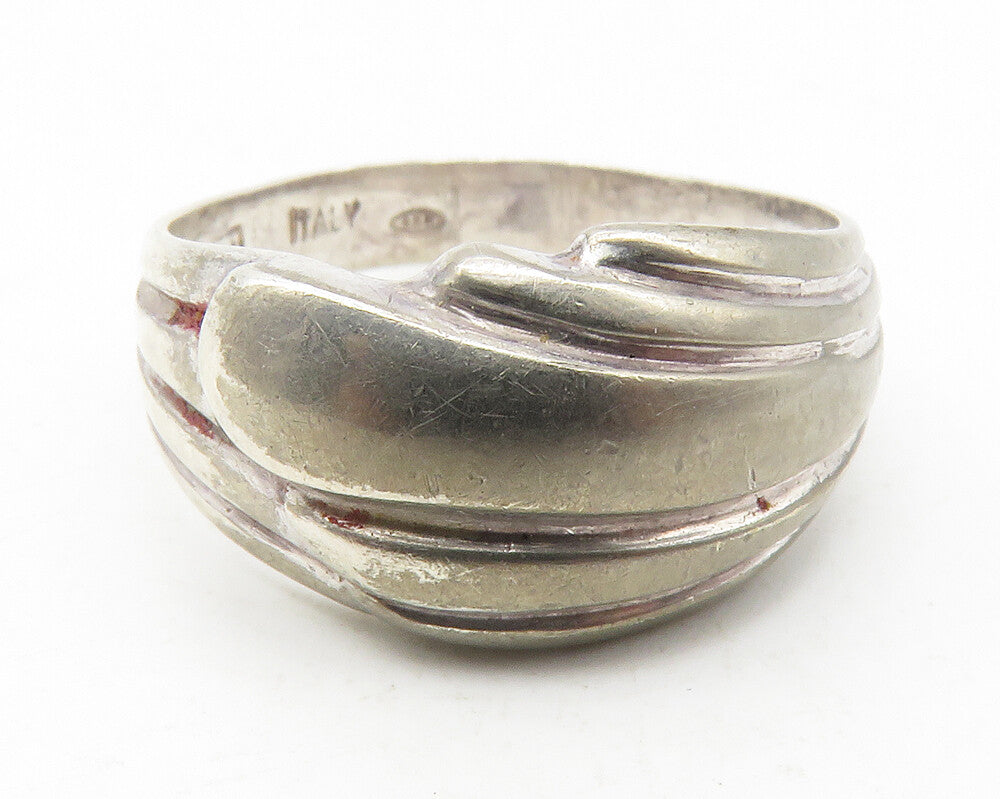 925 Sterling Silver  Vintage Fluted Wrap Design Smooth Band Ring Sz 7  RG11749