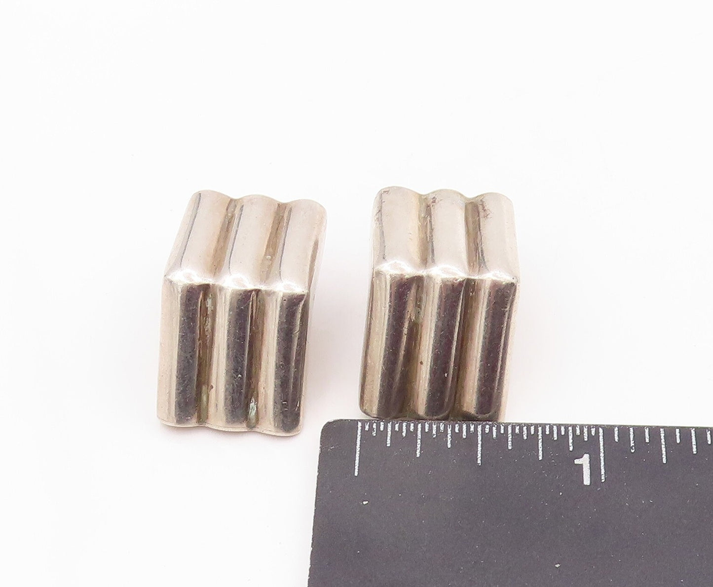 925 Sterling Silver Vintage Earrings TIFFANY & CO. Carved V Shape  EG13331