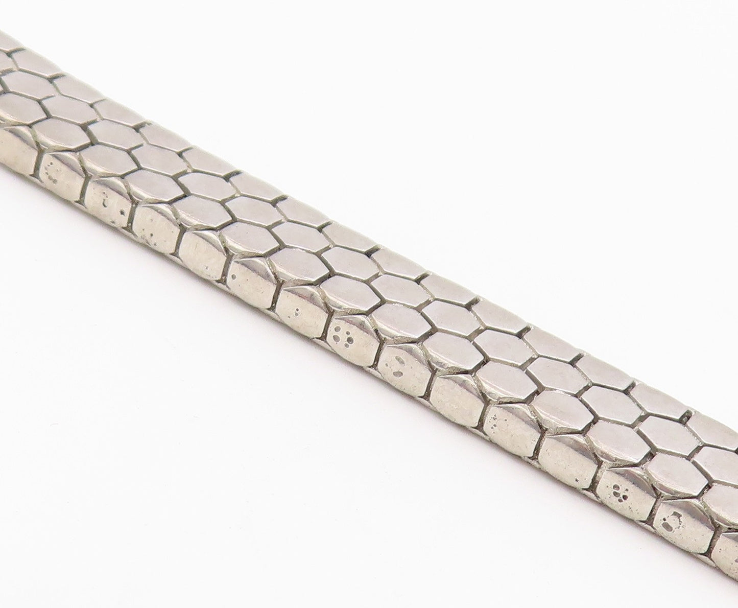 925 Sterling Silver Vintage Bracelet Classic Hexagonal Honeycomb Chain  BT12152
