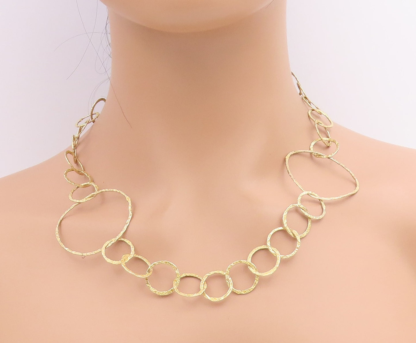 925 Sterling Silver Vintage Necklace Gold Plated Interlocking Circles  NE4765