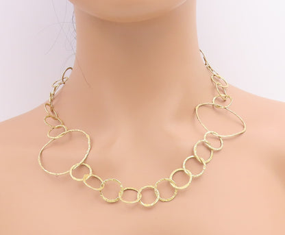 925 Sterling Silver Vintage Necklace Gold Plated Interlocking Circles  NE4765
