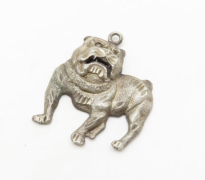 925 Sterling Silver  Vintage Diamond Cut Bull Dog Motif Pendant  PT12401