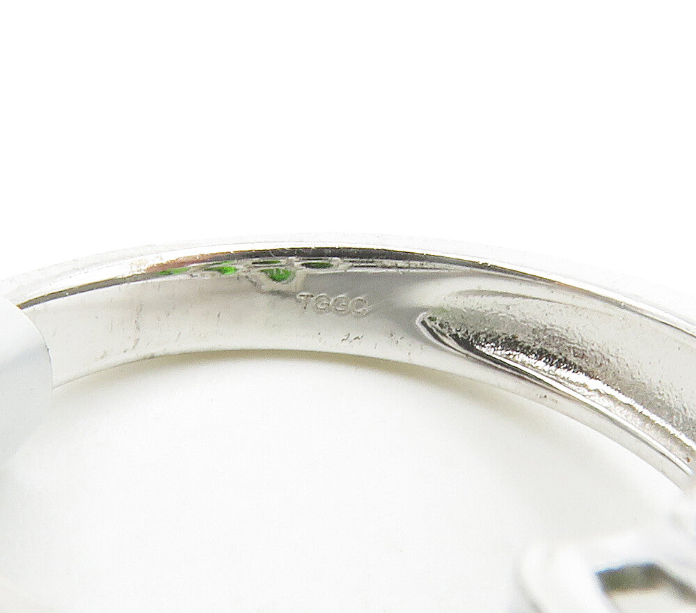 925 Sterling Silver  Green Topaz Cluster Shiny Cocktail Ring Sz 7  RG14904