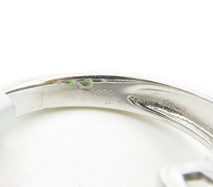 925 Sterling Silver  Green Topaz Cluster Shiny Cocktail Ring Sz 7  RG14904