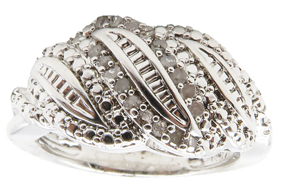 925 Sterling Silver  Genuine Diamonds Shiny Swirl Band Ring Sz 6  RG12508