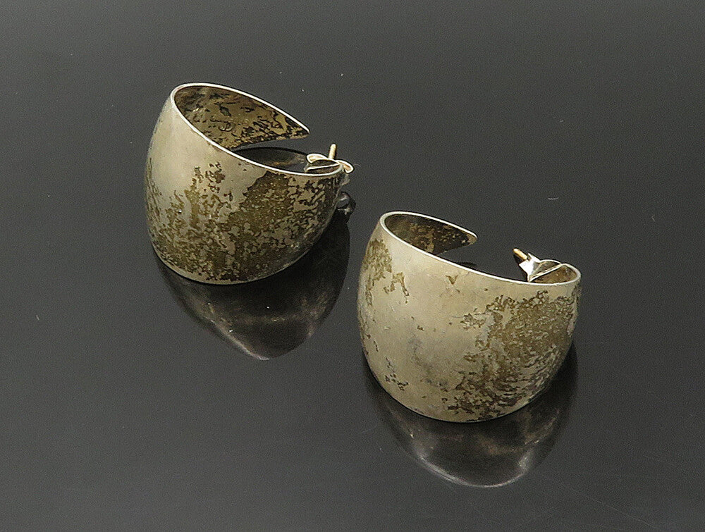 925 Silver & 14K GOLD  Vintage Minimalist Wide Curve Drop Earrings EG11530