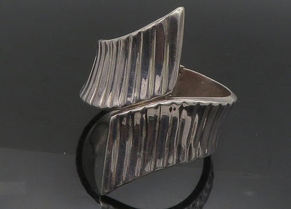 MEXICO 925 Sterling Silver  Vintage Dark Tone Bypass Cuff Bracelet  BT9041