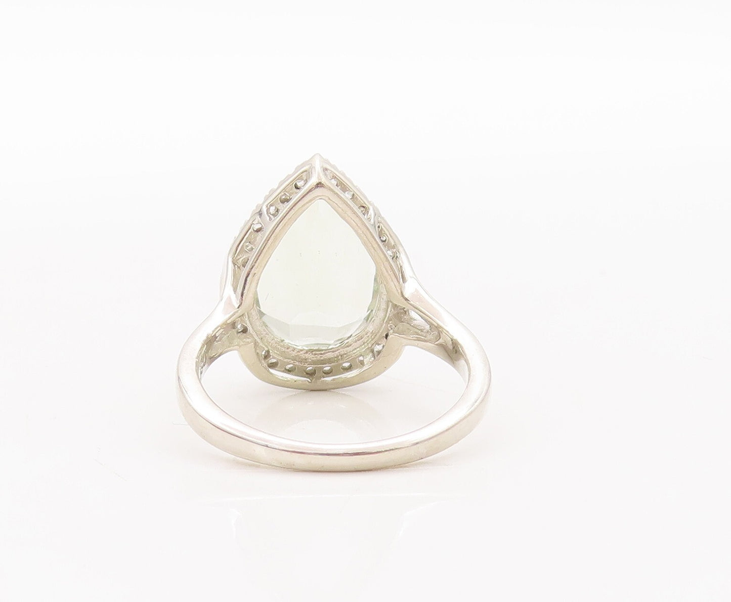 925 Sterling Silver Vintage Ring Drop Cut Gemstone Halo Topaz Sz 7  RG29451