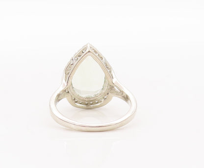 925 Sterling Silver Vintage Ring Drop Cut Gemstone Halo Topaz Sz 7  RG29451