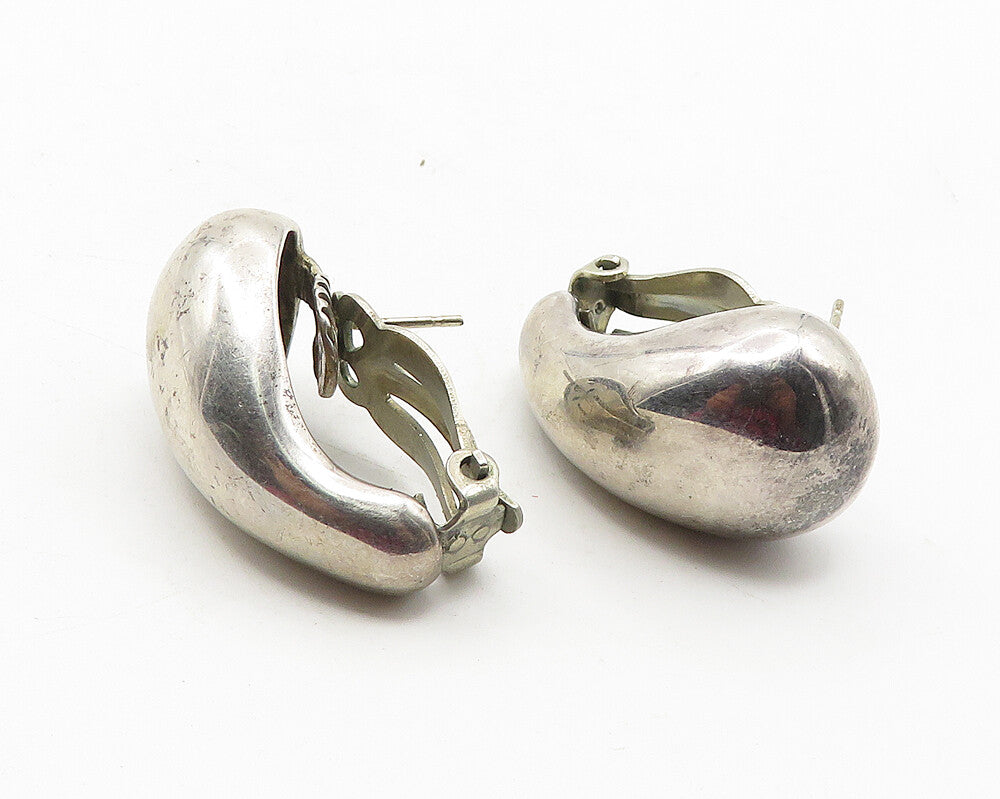 925 Sterling Silver  Vintage Smooth Hollow Curved Design Drop Earrings  EG5918