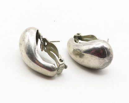 925 Sterling Silver  Vintage Smooth Hollow Curved Design Drop Earrings  EG5918