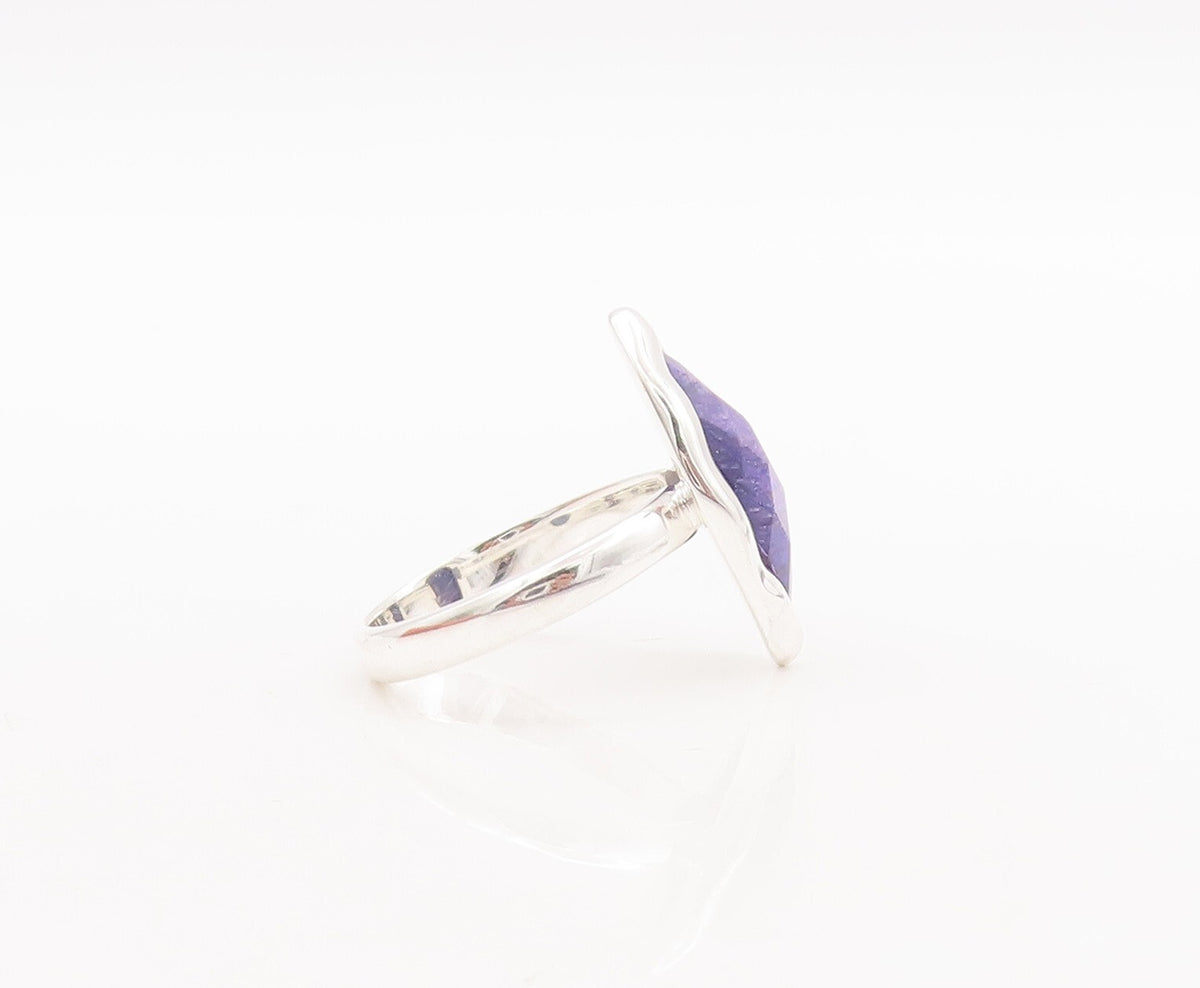 925 Sterling Silver Vintage Ring Marquise Cut Purple Gemstone  Sz 7  RG29789