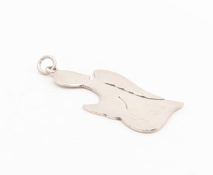 925 Sterling Silver Vintage Pendant Minimalist Guardian Angel Cutout  PT25771